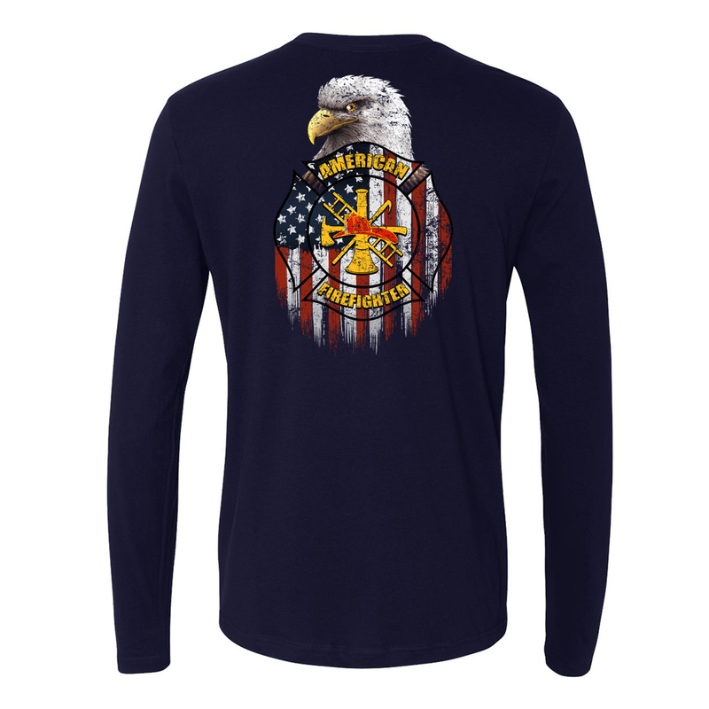 American Firefighter Premium Long Sleeve Shirt in Navy