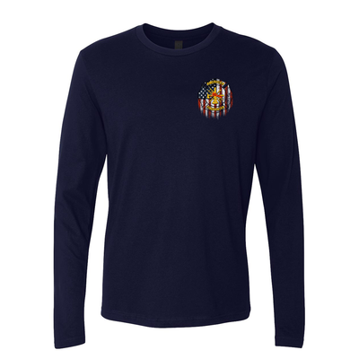 American Firefighter Premium Long Sleeve Shirt in Navy Front Left Chest
