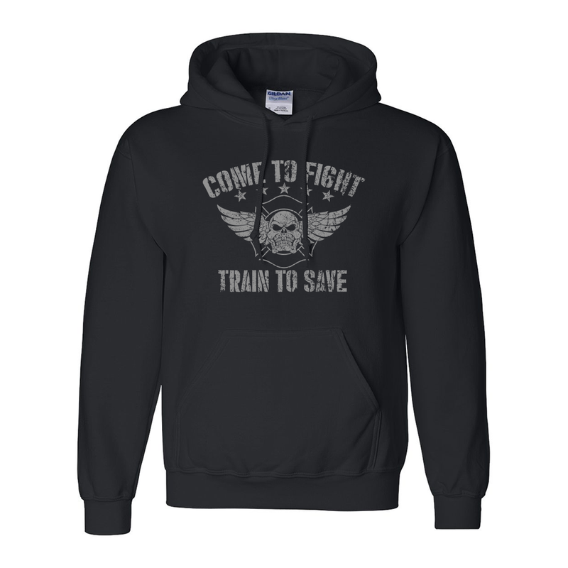Come to Fight Firefighter Hooded Sweatshirt in Black