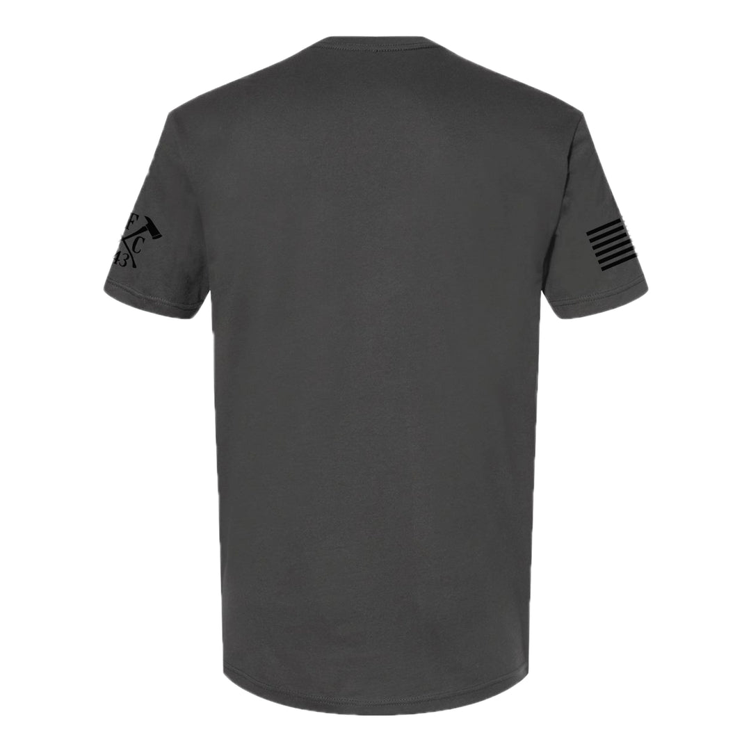 Back view of firefighter T-Shirt in heavy metal color - firefighter clothing