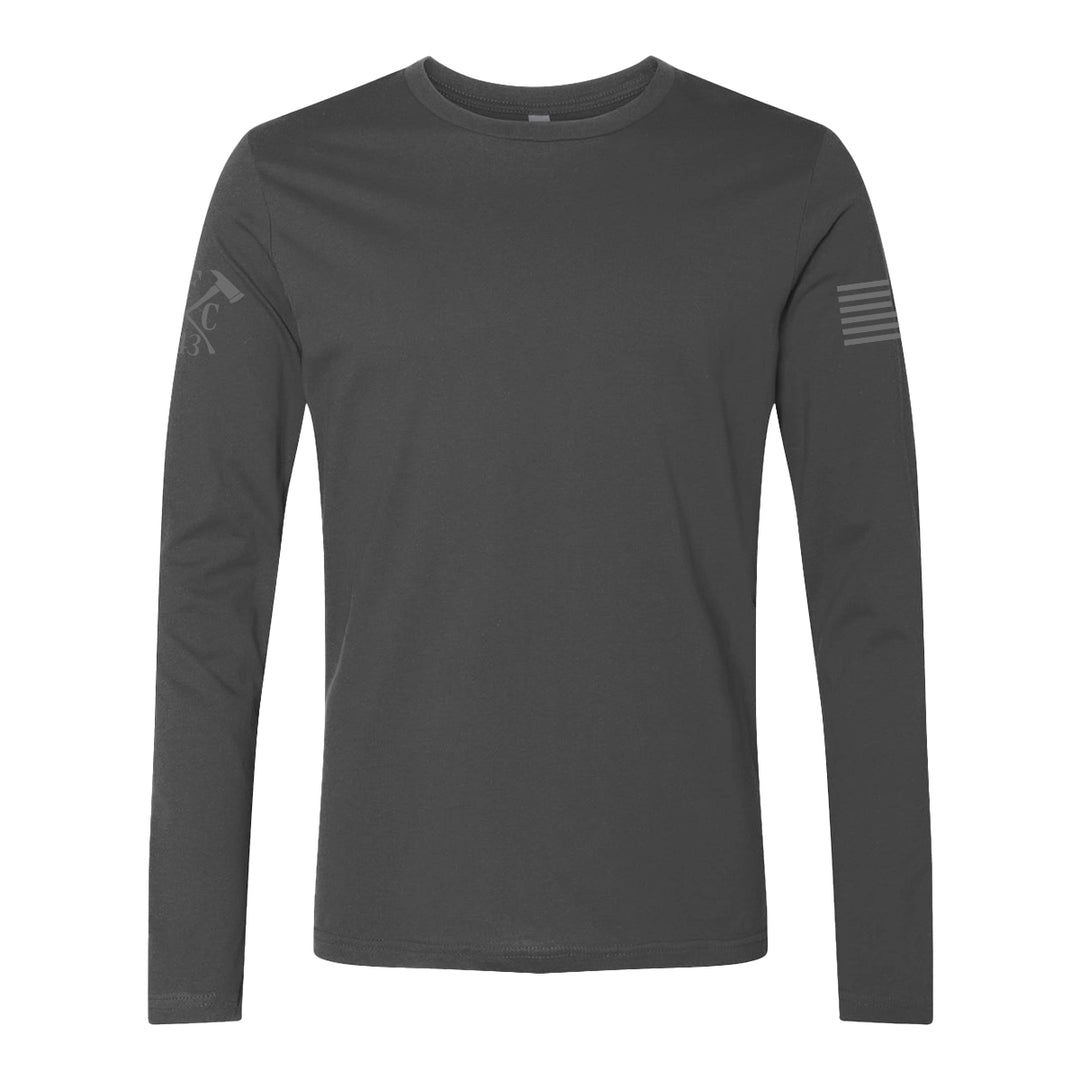 Front view of firefighter long sleeves in heavy metal color, simple and minimalist style