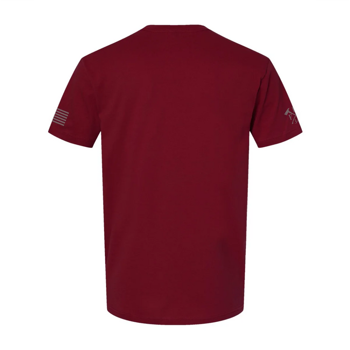 Back view of firefighter T-Shirt in cardinal red color