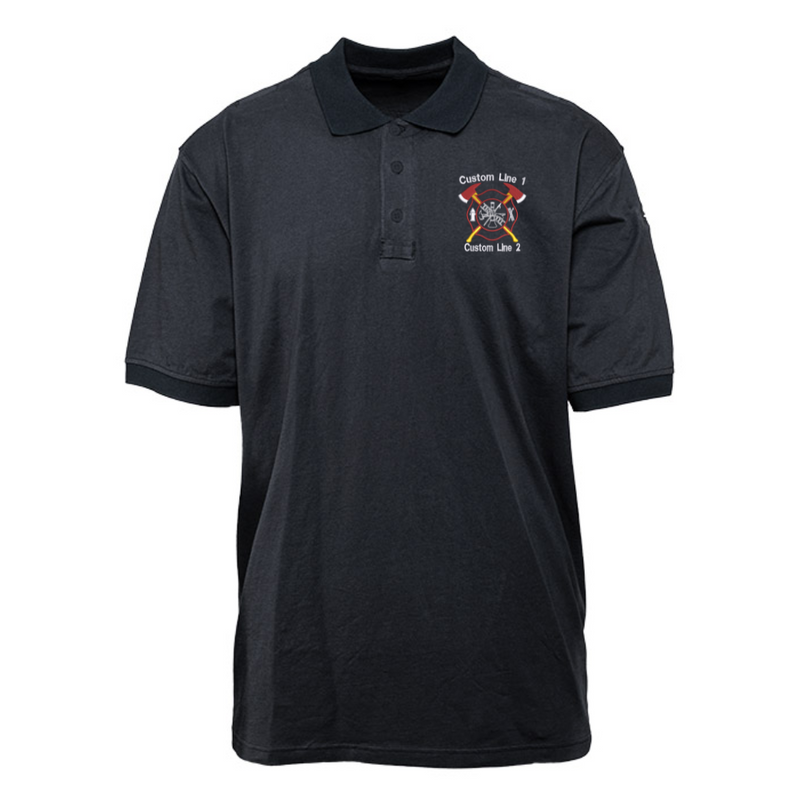 Cotton Firefighter Work Polo with Maltese Cross and Axes Embroidery