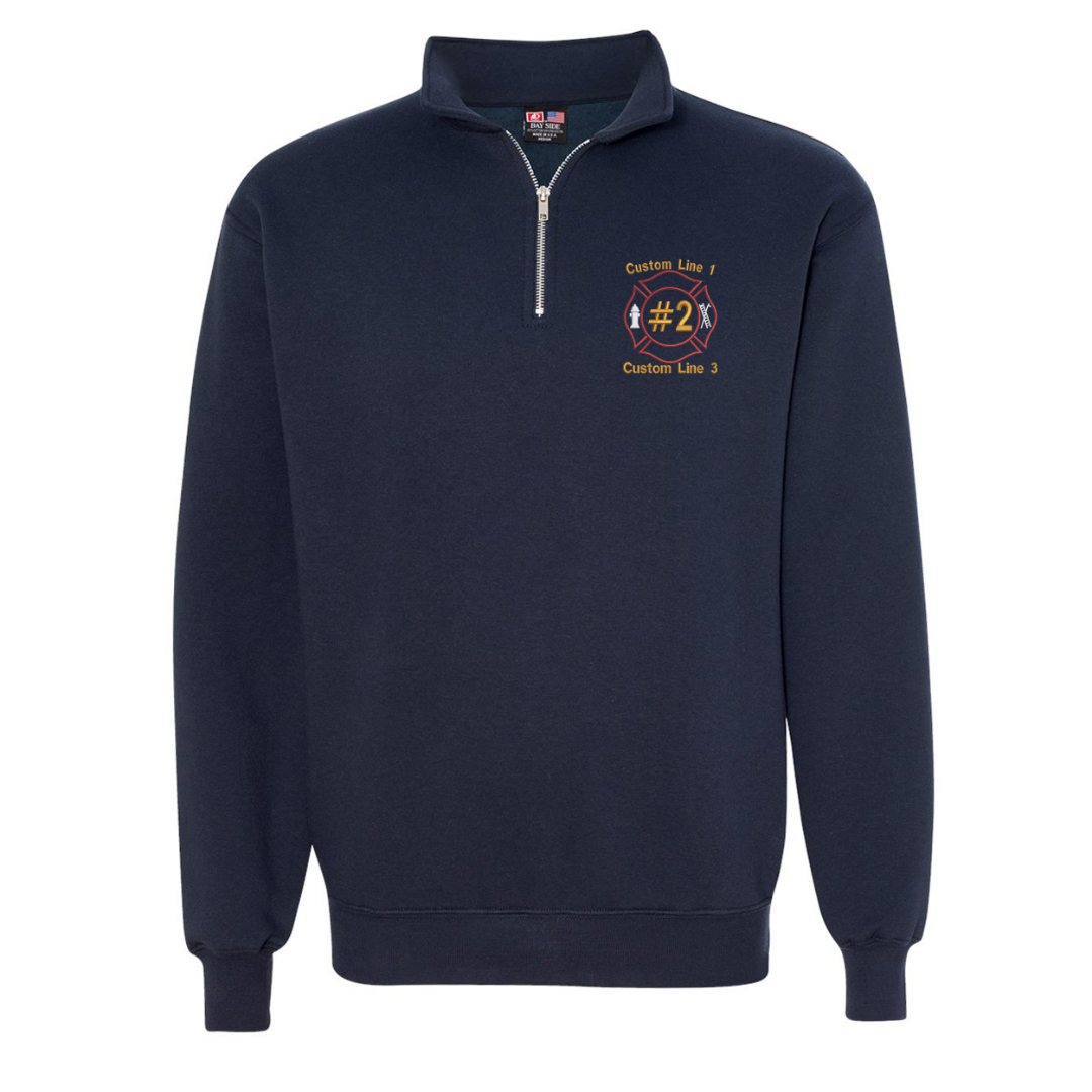 USA Made 1/4 Zip with Firefighter Maltese Embroidery