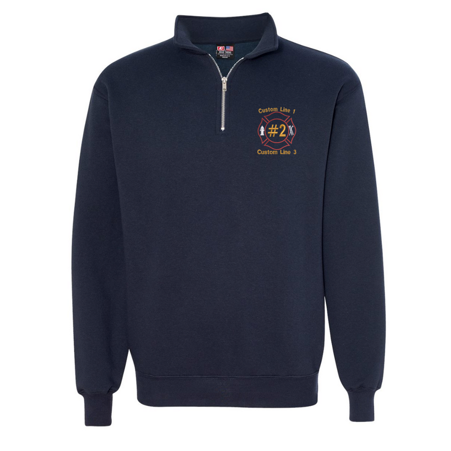 USA Made 1/4 Zip with Firefighter Maltese Embroidery