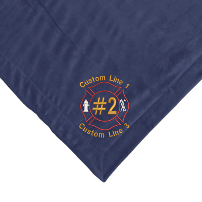 Navy Sherpa Blanket with Firefighter Maltese Customized Embroidery