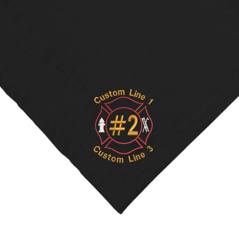 Customized Firefighter Maltese Embroidered on Black Sherpa Blanket