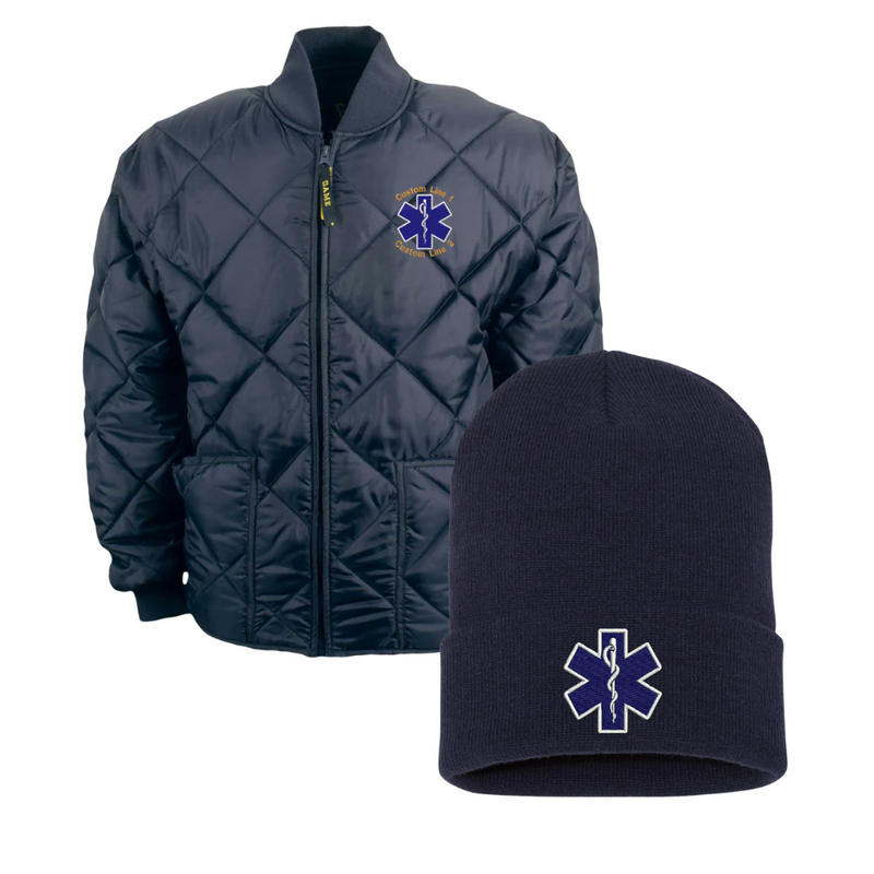 EMS Star of Life Puffed Jacket and Beanie Gift Bundle