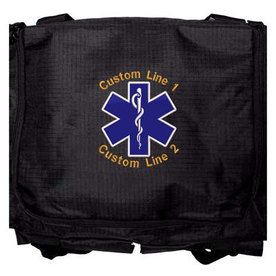 Star of Life Customized EMS Embroidery on Black Duffle Bag