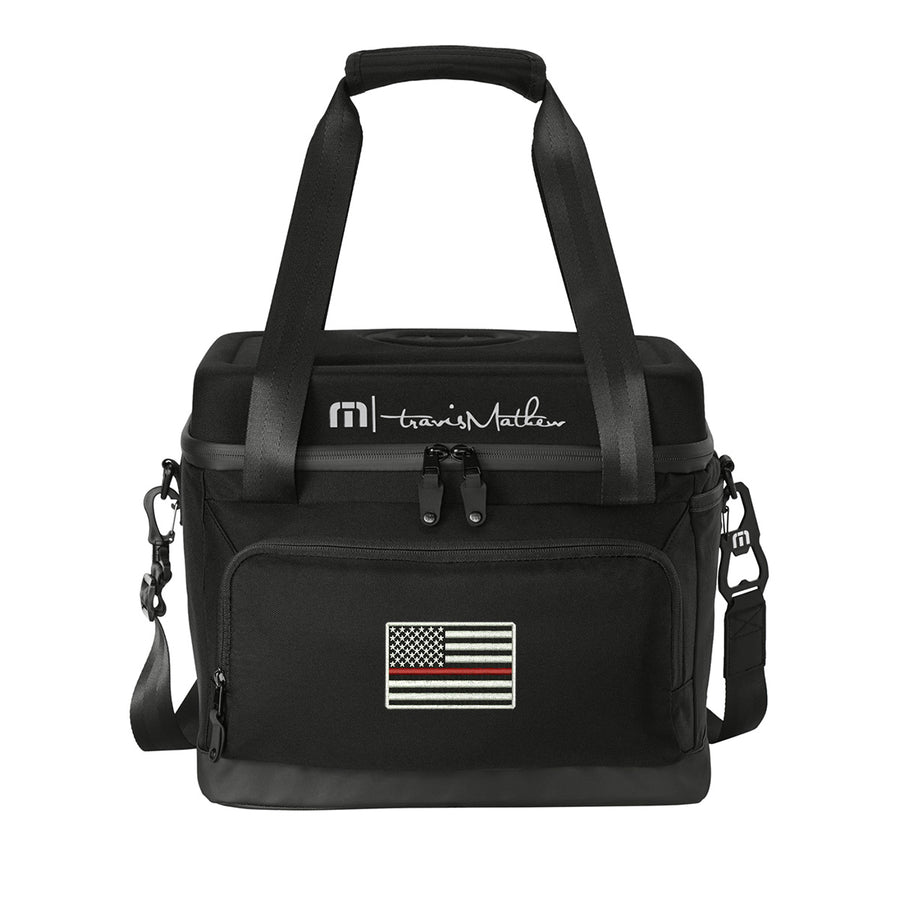 Firefighter cooler bag with red line flag design