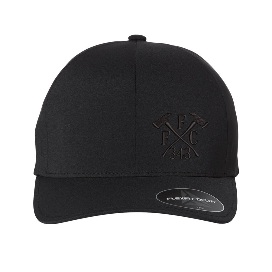 Firefighter blackout cap with tonal FFC 343 logo and axes