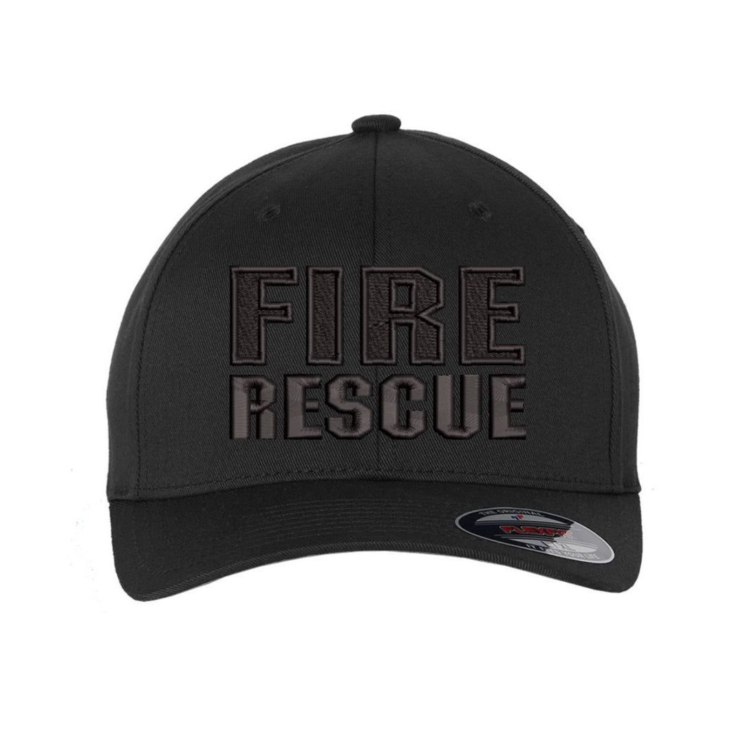 All black Fire Rescue Flexfit Hat