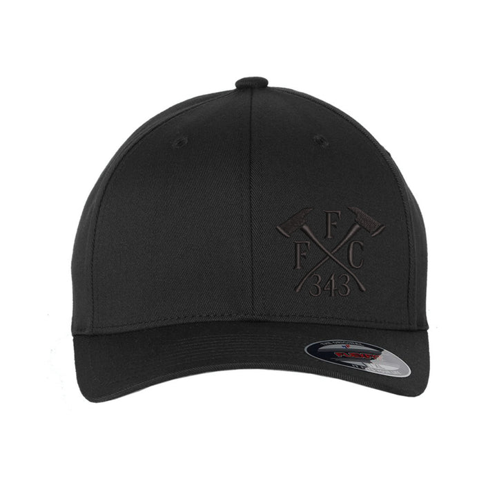 All-black FlexFit hat with FFC 343 logo embroidered on the left side.