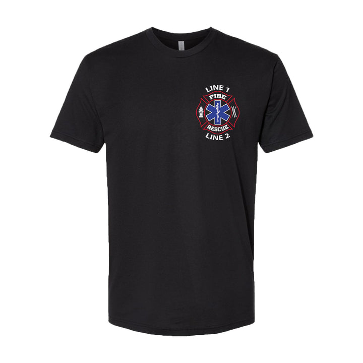 Custom firefighter t-shirt – red and white Fire Rescue EMS print