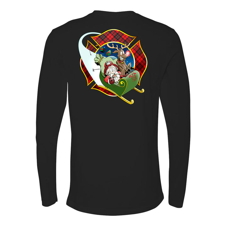 Christmas Plaid Maltese Firefighter Premium Long Sleeve Shirt