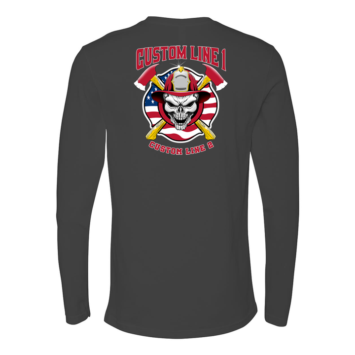 Customized Skull and Axes Fire Station Premium Long Sleeve Shirt