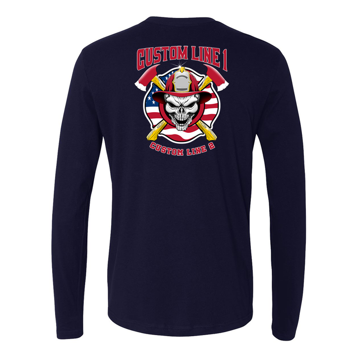 Customized Skull and Axes Fire Station Premium Long Sleeve Shirt