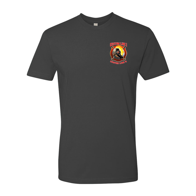 Custom Firefighter T-Shirt for Station Featuring Stallion, Axe and Maltese