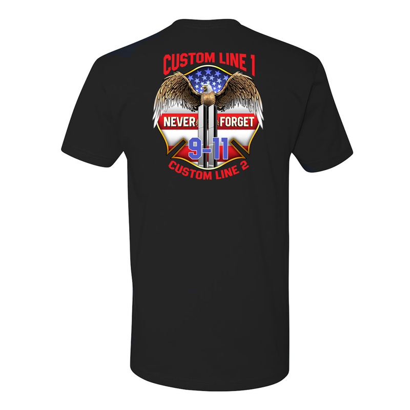 9/11/01 Firefighter Never Forget Customized Shirt in Black