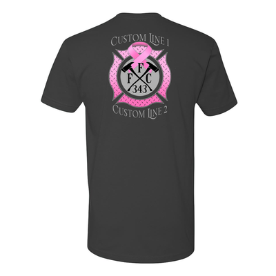 Firefighter Breast Cancer Awareness Premium T-Shirt in Dark Grey