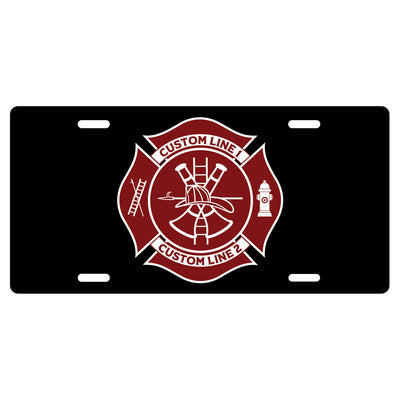 Customized Firefighter Maltese License Plate with Black Backround