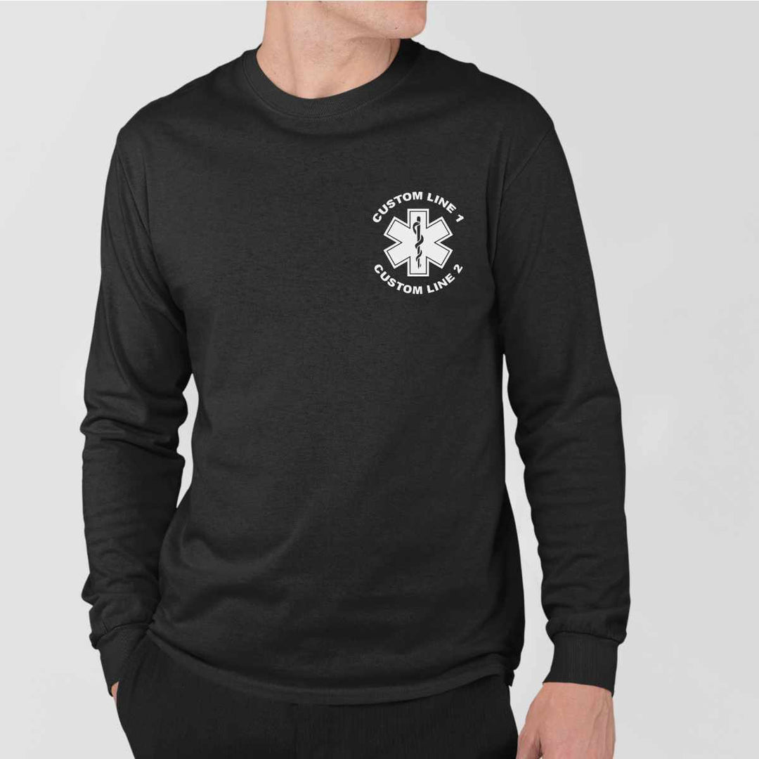 Custom EMT Duty Long Sleeve T-Shirt designed for comfort during long shifts with a professional fit.