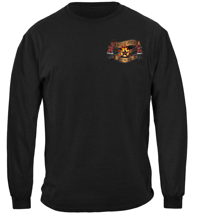 Black Firefighter Duty, Honor, Valor Vintage Tattoo Art Classic Long Sleeve Shirts Front