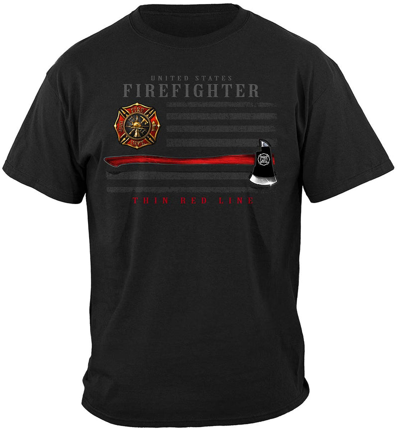 Black Firefighter Patriotic Flag Axe Classic T-Shirt Front