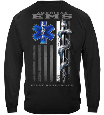 Black American EMS First Responder Ghost Flag Classic Long Sleeve Shirts