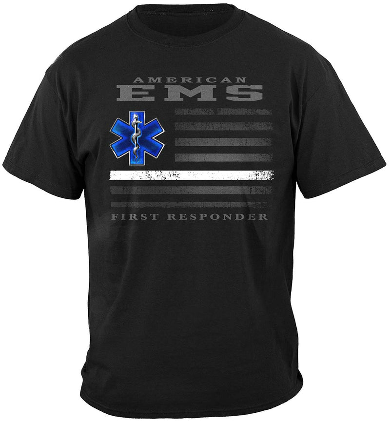 Black American EMS First Responder Ghost Flag Classic T-Shirt Front