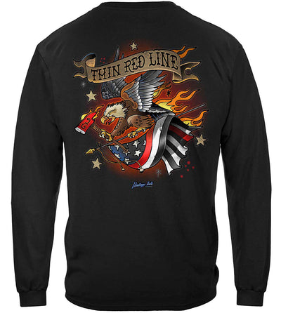 Black Firefighter Tattoo Fire Dept Thin Red Line Classic Long Sleeve Shirts