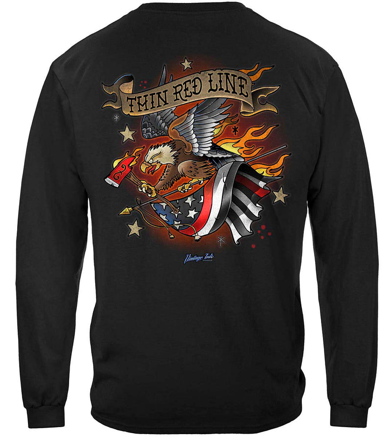 Black Firefighter Tattoo Fire Dept Thin Red Line Classic Long Sleeve Shirts
