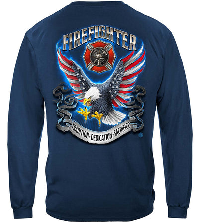 Navy FireFighter Eagle Full American Flag Bald Eagle Feather EGA Classic Long Sleeve Shirts