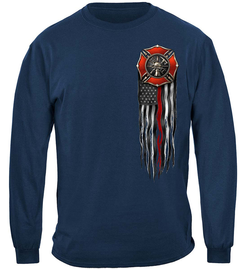 Navy FireFighter Eagle Full American Flag Bald Eagle Feather EGA Classic Long Sleeve Shirts Front