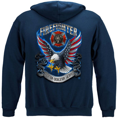 Navy FireFighter Eagle Full American Flag Bald Eagle Feather EGA Hoodie