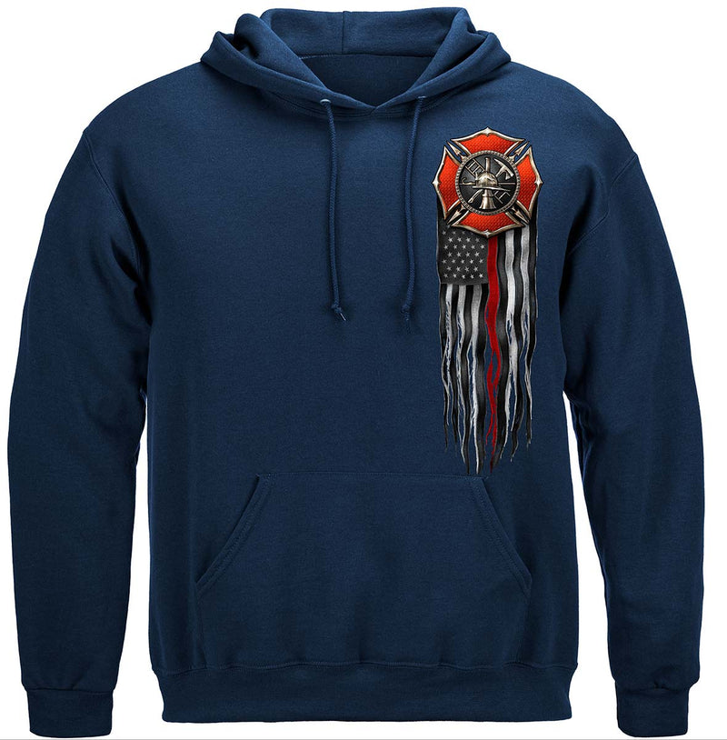 Navy FireFighter Eagle Full American Flag Bald Eagle Feather EGA Hoodie Front