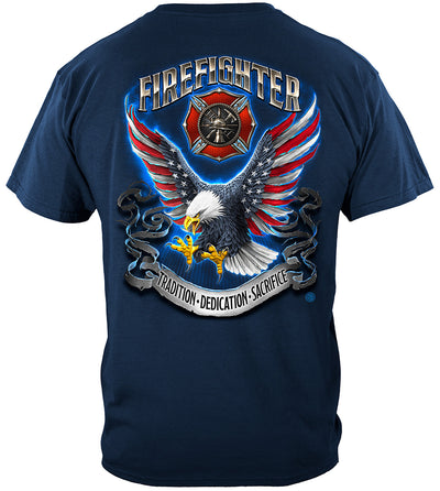 Navy FireFighter Eagle Full American Flag Bald Eagle Feather EGA Classic T-Shirt