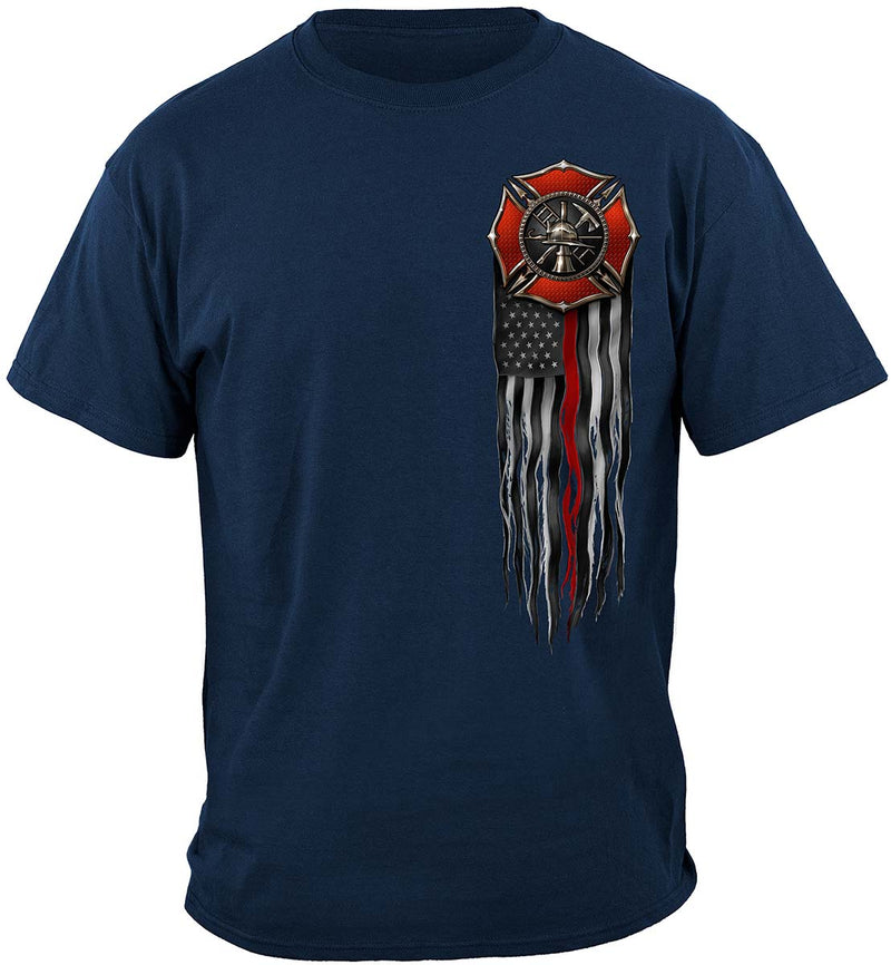 Navy FireFighter Eagle Full American Flag Bald Eagle Feather EGA Classic T-Shirt Front