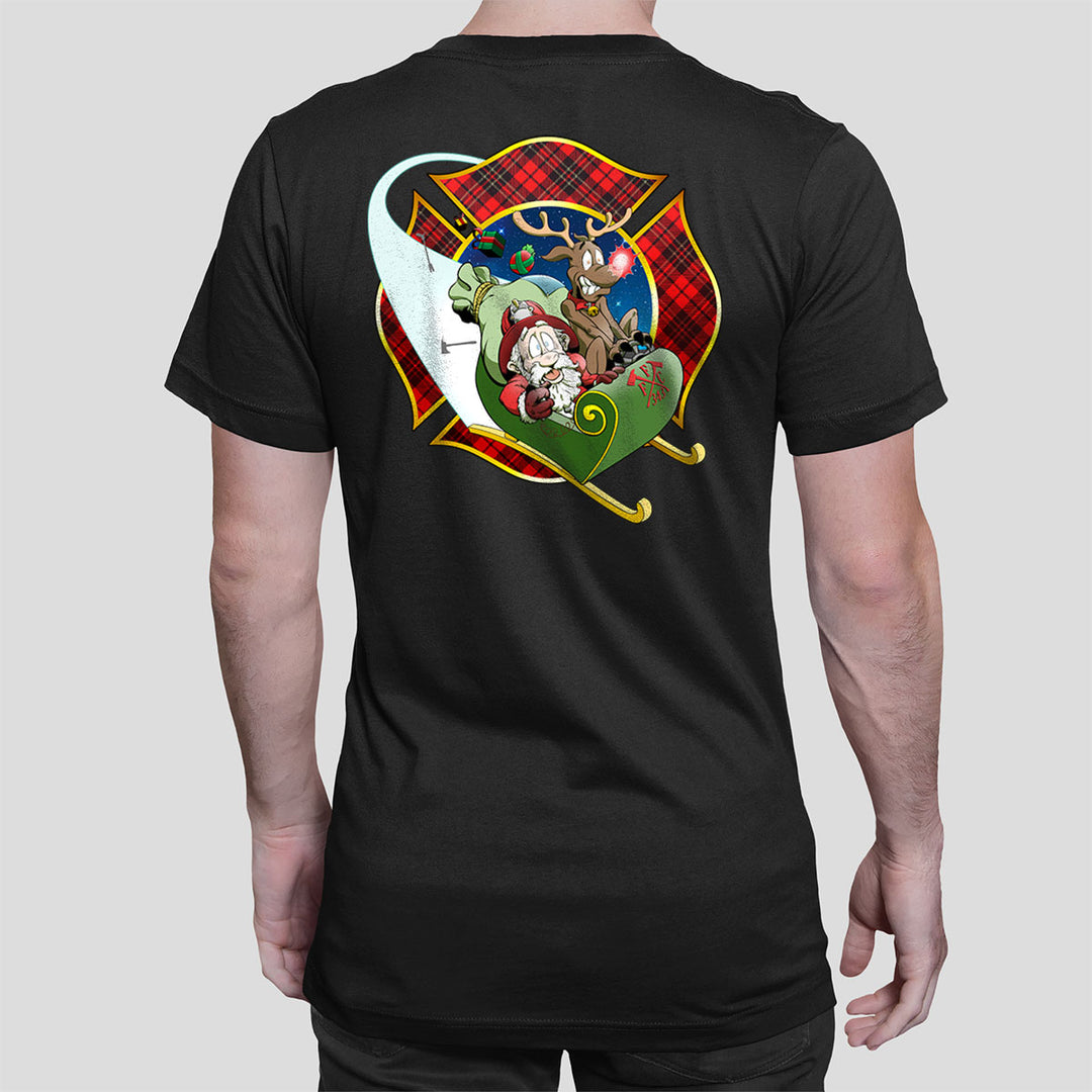 Christmas Plaid Maltese Firefighter Premium T-Shirt