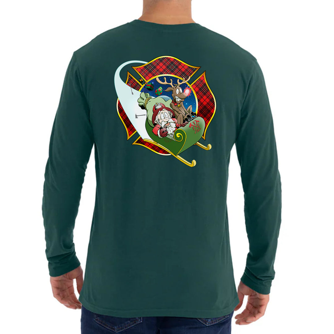 Christmas Plaid Maltese Firefighter Premium Long Sleeve Shirt