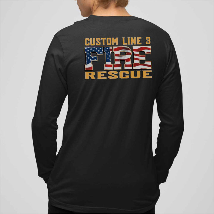Custom Fire Rescue Long Sleeve Shirt made with breathable fabric for all-day wear.