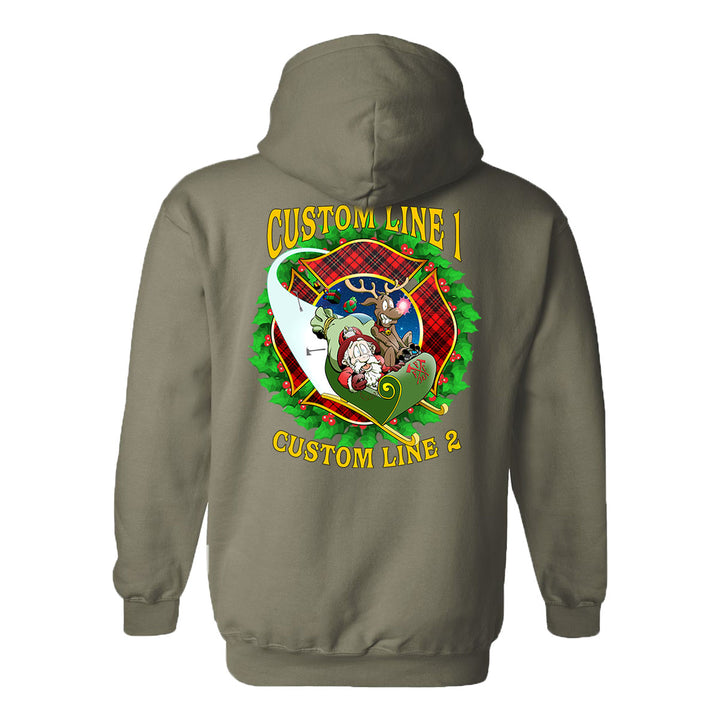 Customized Firefighter Christmas Wreath Plaid Maltese Premium Hoodie