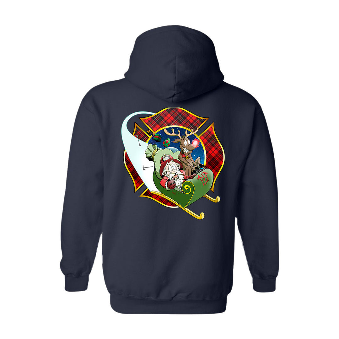 Christmas Plaid Maltese Firefighter Premium Hoodie