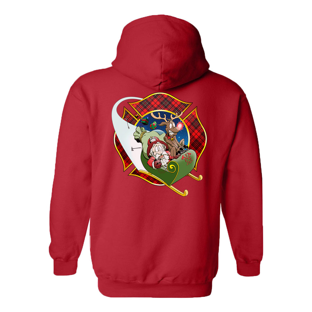 Christmas Plaid Maltese Firefighter Premium Hoodie