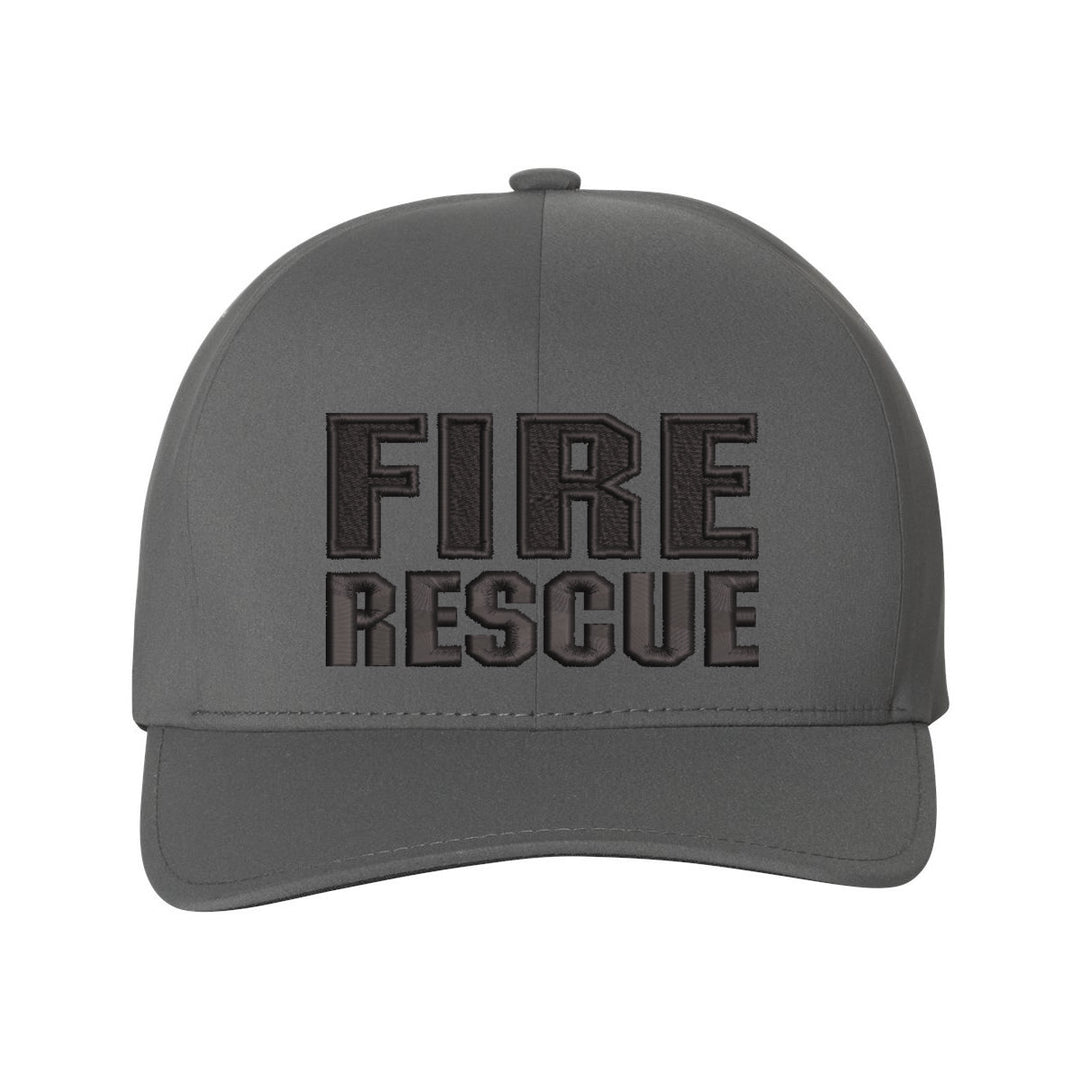 Side profile of the Fire Rescue Blackout Delta FlexFit Hat, featuring its sleek, black design and comfortable FlexFit stretch.