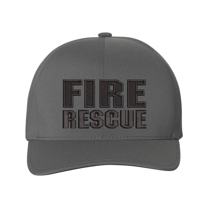 Side profile of the Fire Rescue Blackout Delta FlexFit Hat, featuring its sleek, black design and comfortable FlexFit stretch.
