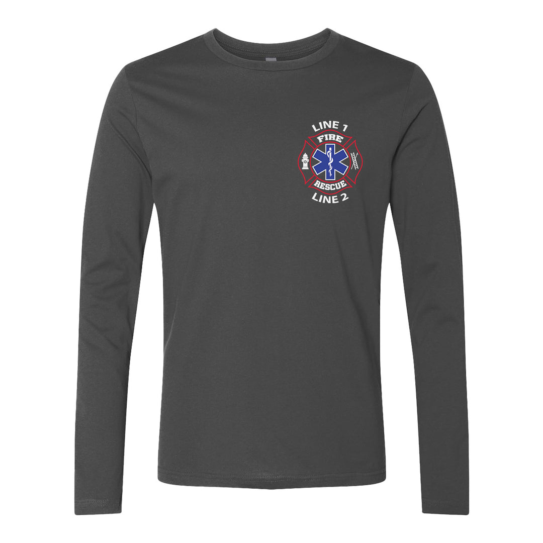 Fire Rescue Duty premium long sleeve tee – red and white firefighter gear