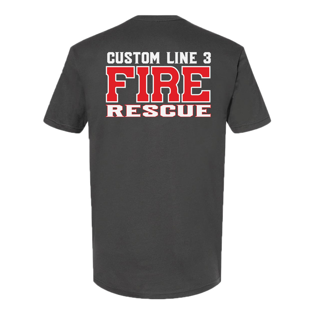 Personalized Fire Rescue EMS tee – red and white firefighter apparel