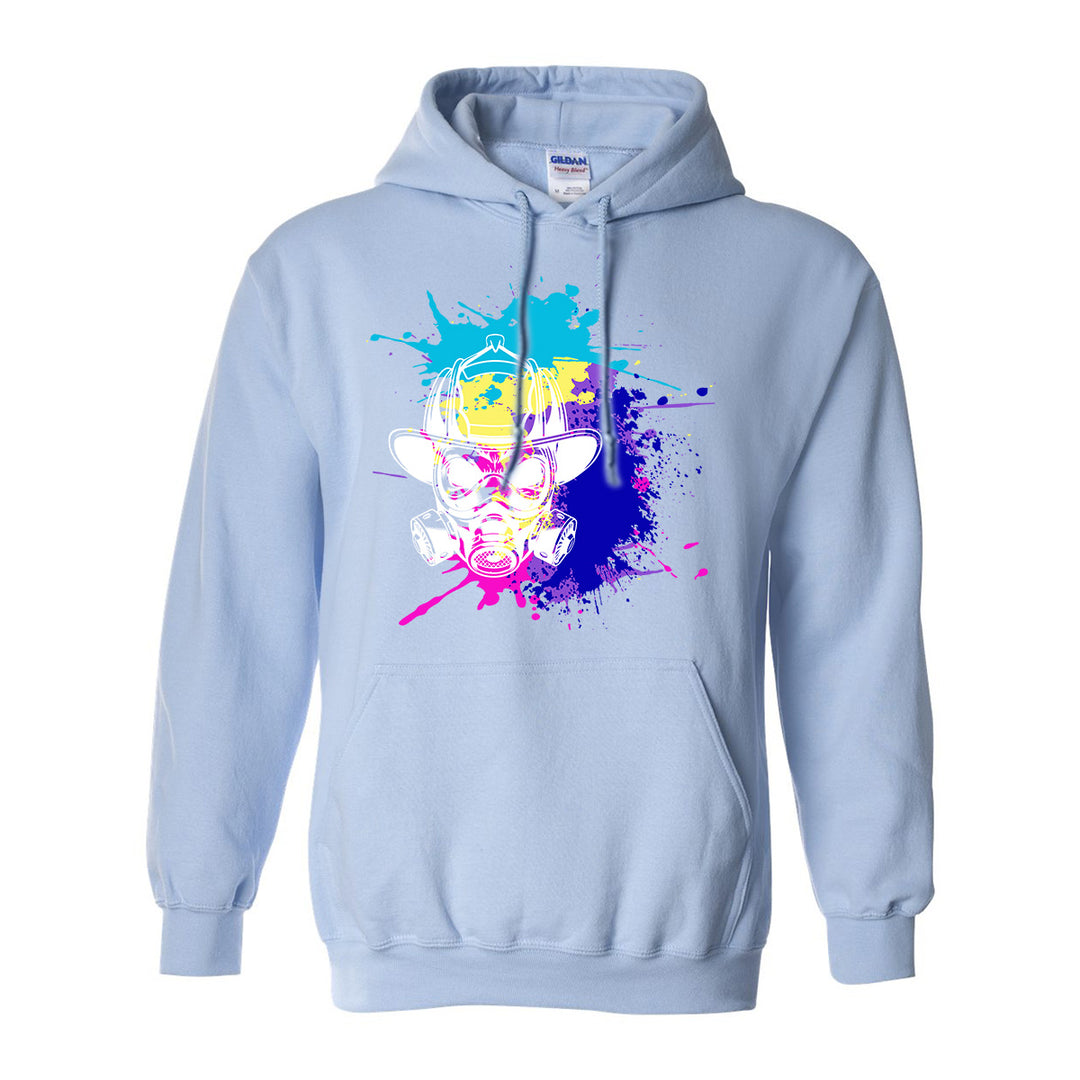 Fire department hoodie with bold masked art