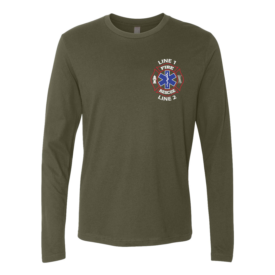 Red & white Fire Rescue Duty shirt – custom long sleeve for firefighters